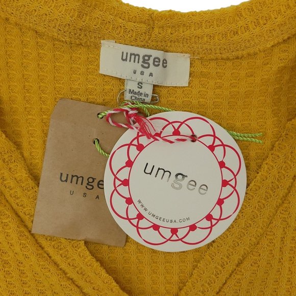 Umgee USA Pullover Tie Waist Waffle Knit Top Womens S Short Sleeve V Neck NEW - Picture 11 of 12